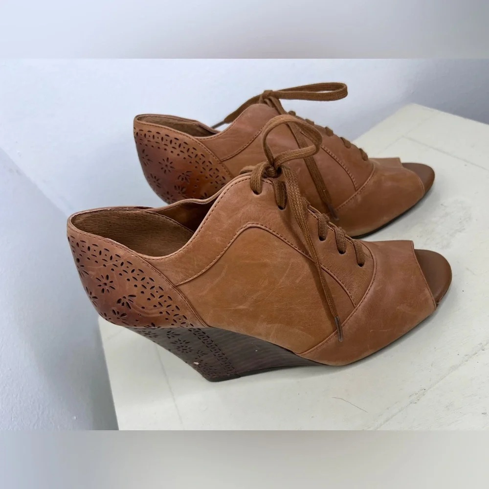 Gianni Bini Cut Out Leather with Peep Toe Wedge